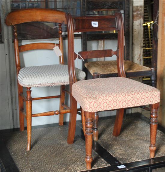 Regency mahogany bar-back dining chair and two other standard chairs